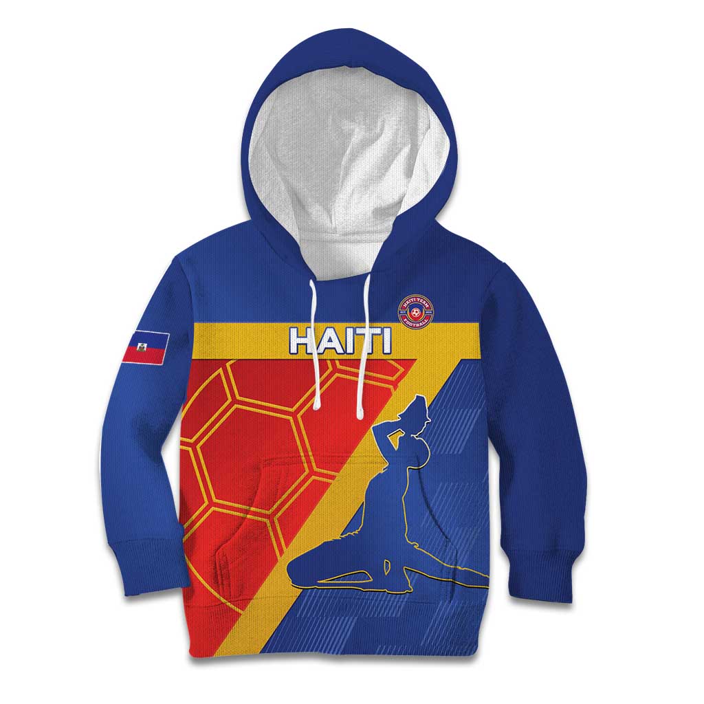 Custom Haiti Football Kid Hoodie Neg Marron Go Ayiti - Wonder Print Shop