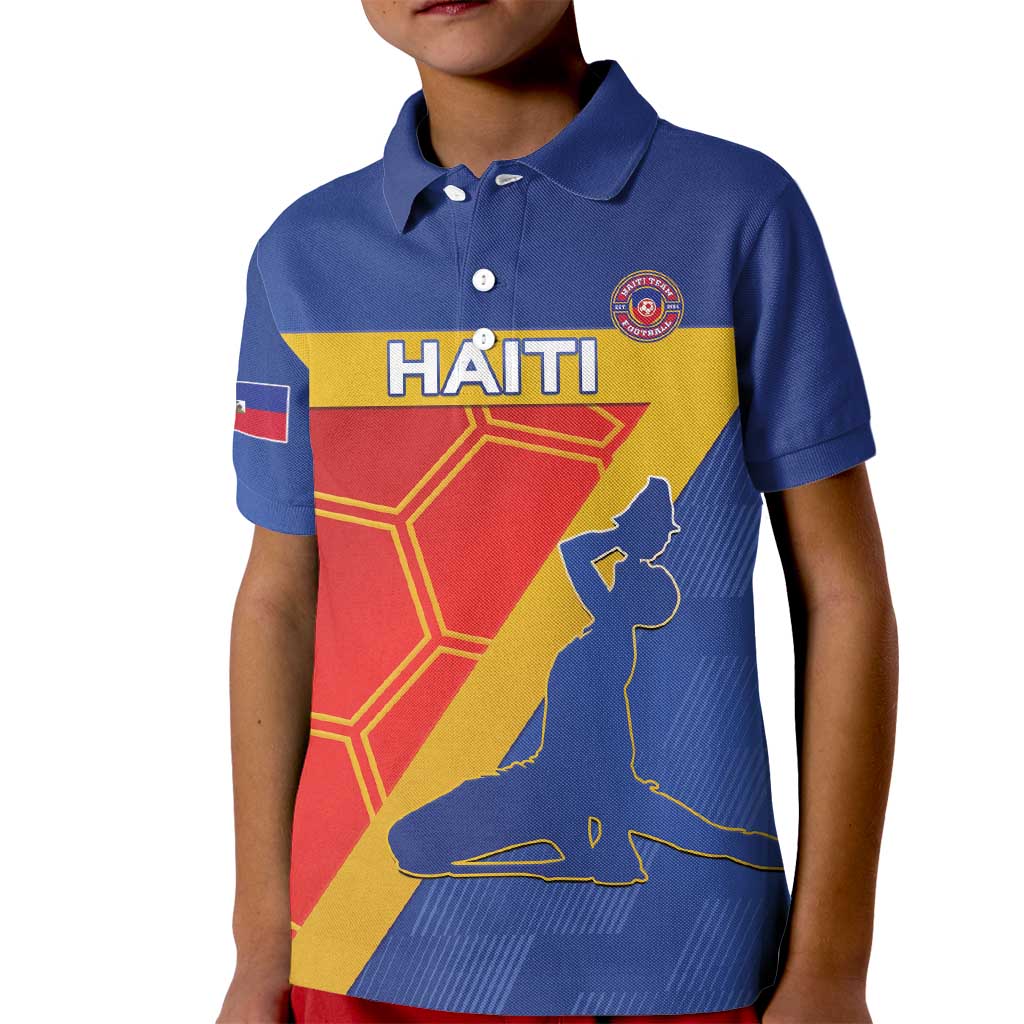 Custom Haiti Football Kid Polo Shirt Neg Marron Go Ayiti - Wonder Print Shop