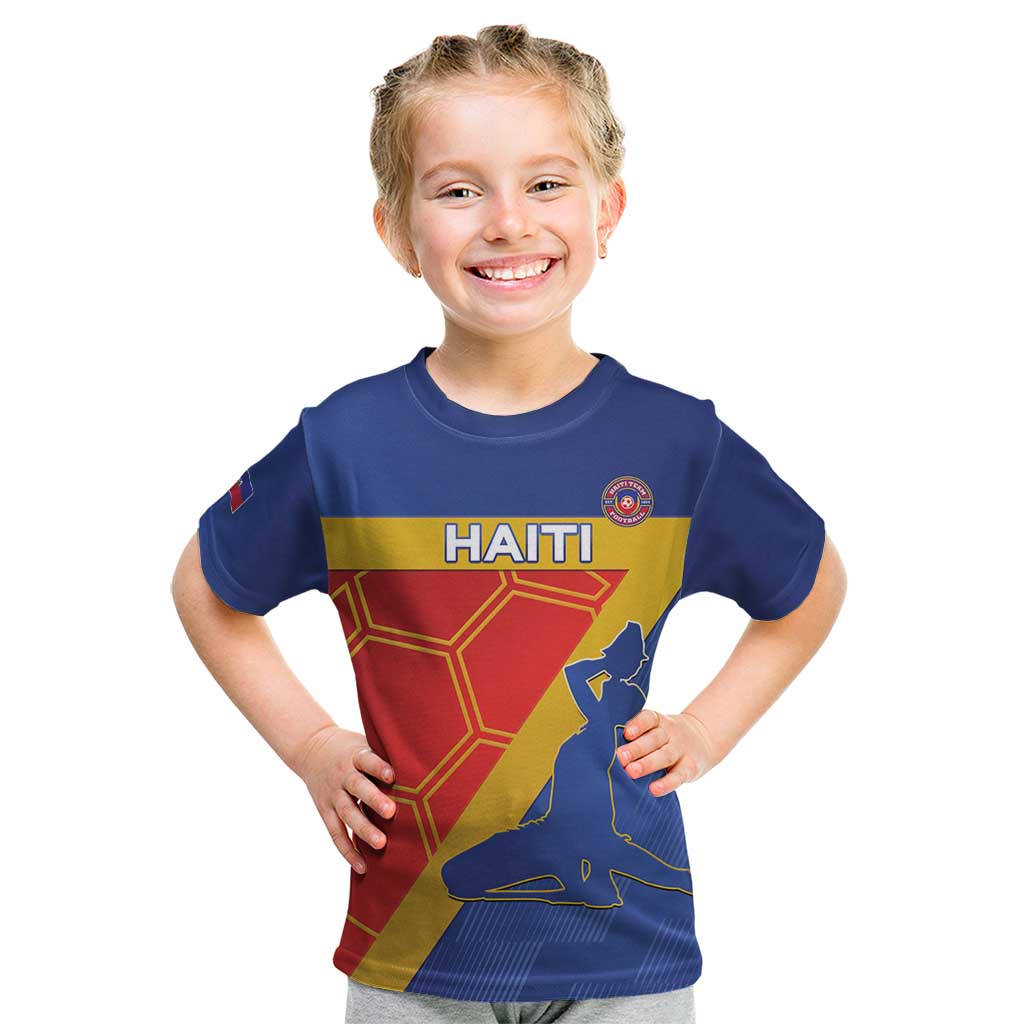 Custom Haiti Football Kid T Shirt Neg Marron Go Ayiti - Wonder Print Shop