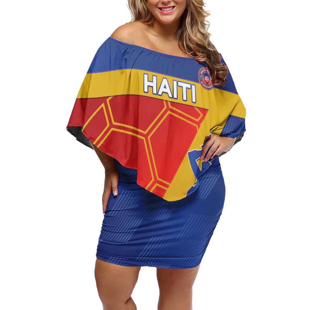 Custom Haiti Football Off Shoulder Short Dress Neg Marron Go Ayiti - Wonder Print Shop