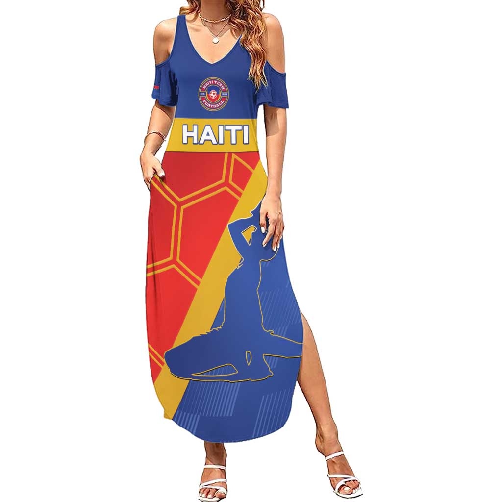 Custom Haiti Football Summer Maxi Dress Neg Marron Go Ayiti - Wonder Print Shop