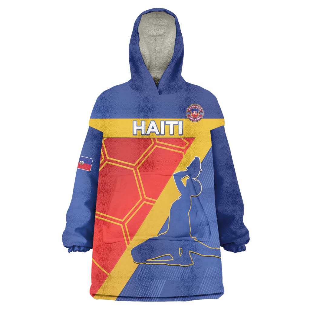 Custom Haiti Football Wearable Blanket Hoodie Neg Marron Go Ayiti - Wonder Print Shop