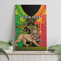 Canvas wall art with Lion of Judah design in green and red patterns and “YOUR TEXT”