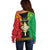 Personalised Ethiopia Off Shoulder Sweater Lion Of Judah Mix African Pattern