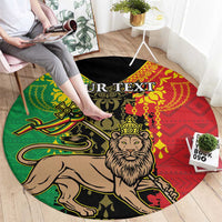 Round lion of Judah rug with your text and Ethiopian-style red-green-black pattern