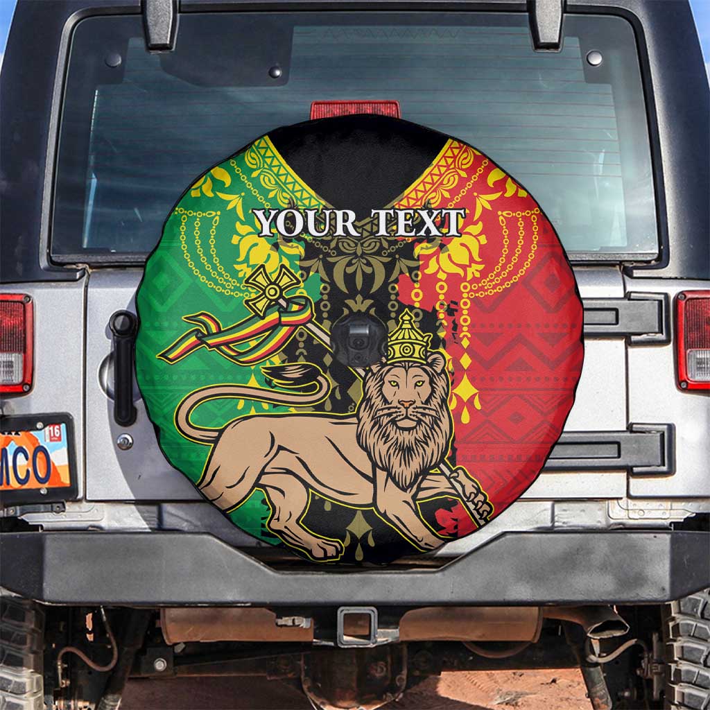 Personalised Ethiopia Spare Tire Cover Lion Of Judah Mix African Pattern