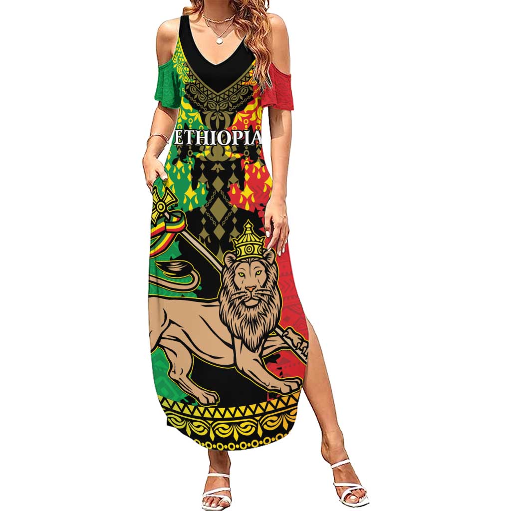 Personalised Ethiopia Summer Maxi Dress Lion Of Judah Mix African Pattern