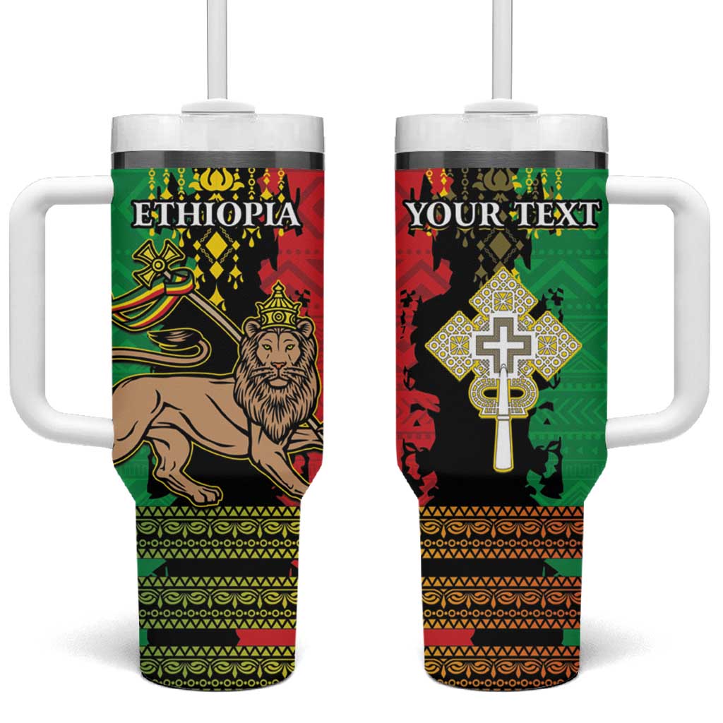 Personalised Ethiopia Tumbler With Handle Lion Of Judah Mix African Pattern