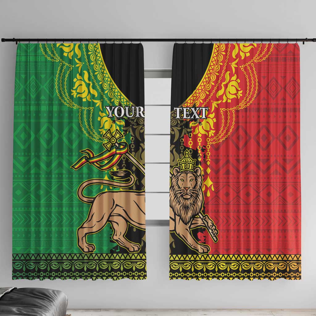 Personalised Ethiopia Window Curtain Lion Of Judah Mix African Pattern