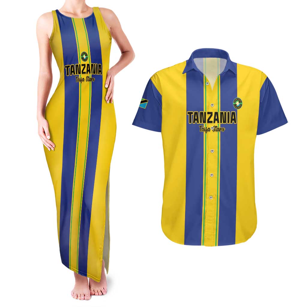 Custom Tanzania Football Couples Matching Tank Maxi Dress and Hawaiian Shirt Sporty Style