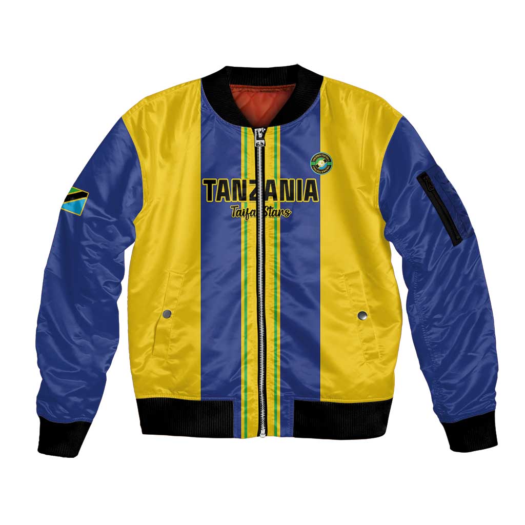 Custom Tanzania Football Sleeve Zip Bomber Jacket Sporty Style