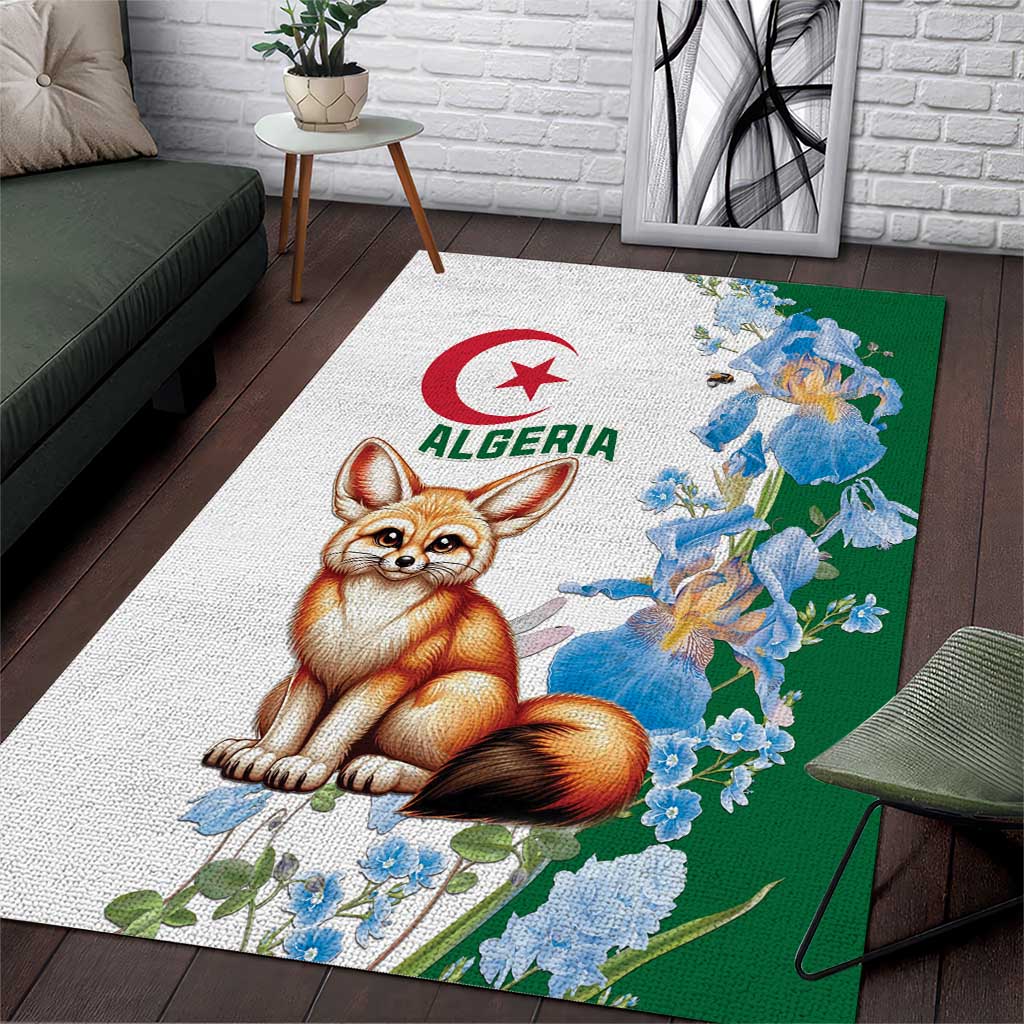 Algeria Fennec Fox Area Rug Blue Isris Flower