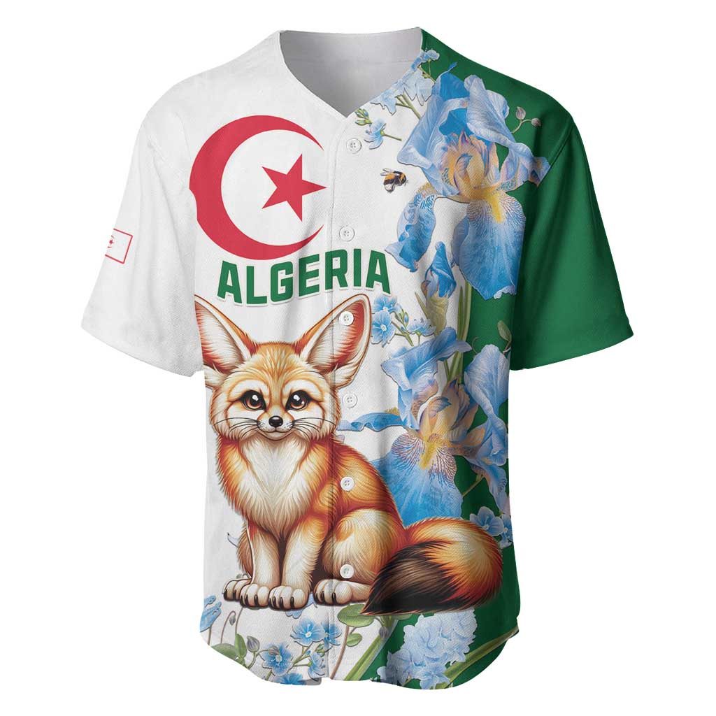 Algeria Fennec Fox Baseball Jersey Blue Isris Flower