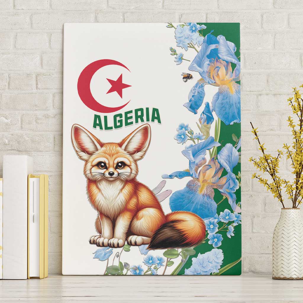 Algeria Fennec Fox Canvas Wall Art Blue Isris Flower