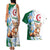 Algeria Fennec Fox Couples Matching Tank Maxi Dress and Hawaiian Shirt Blue Isris Flower