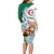 Algeria Fennec Fox Family Matching Long Sleeve Bodycon Dress and Hawaiian Shirt Blue Isris Flower