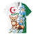 Algeria Fennec Fox Family Matching Mermaid Dress and Hawaiian Shirt Blue Isris Flower