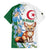 Algeria Fennec Fox Family Matching Off Shoulder Short Dress and Hawaiian Shirt Blue Isris Flower