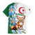 Algeria Fennec Fox Family Matching Short Sleeve Bodycon Dress and Hawaiian Shirt Blue Isris Flower