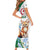 Algeria Fennec Fox Family Matching Short Sleeve Bodycon Dress and Hawaiian Shirt Blue Isris Flower