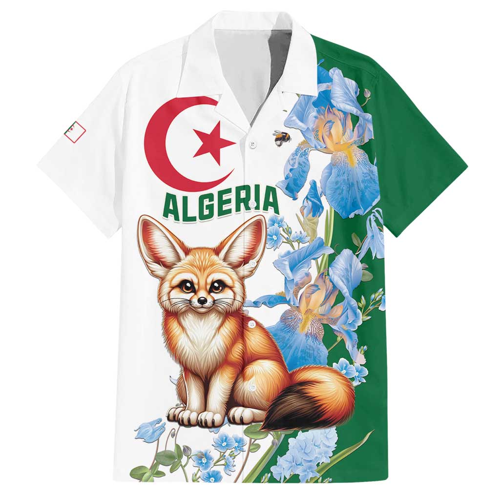 Algeria Fennec Fox Hawaiian Shirt Blue Isris Flower