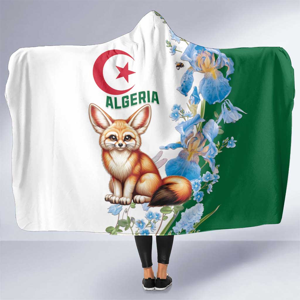 Algeria Fennec Fox Hooded Blanket Blue Isris Flower