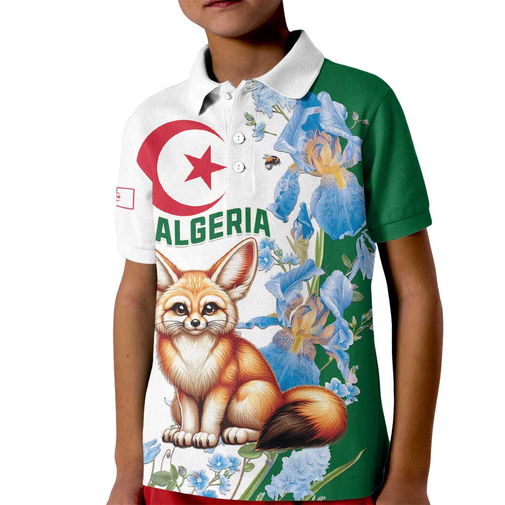 Algeria Fennec Fox Kid Polo Shirt Blue Isris Flower