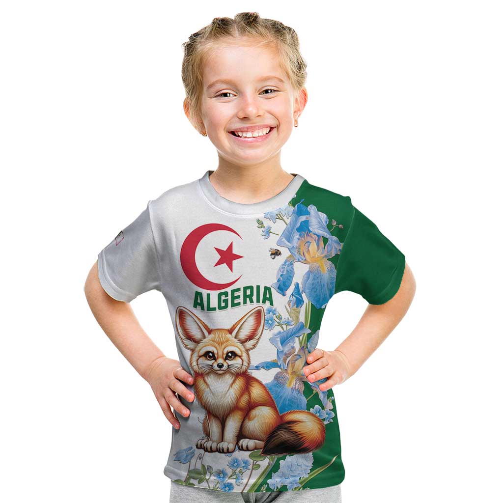 Algeria Fennec Fox Kid T Shirt Blue Isris Flower