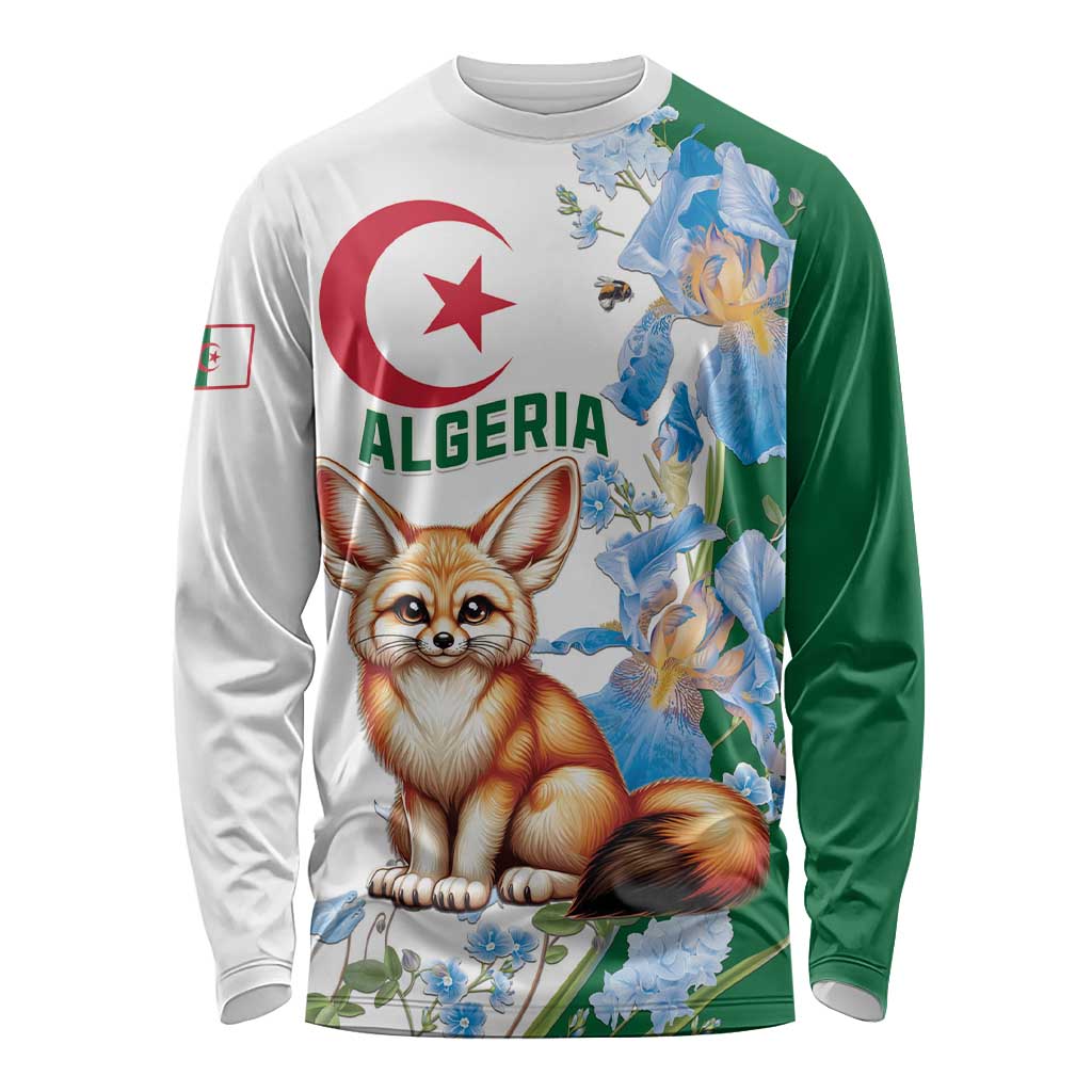 Algeria Fennec Fox Long Sleeve Shirt Blue Isris Flower