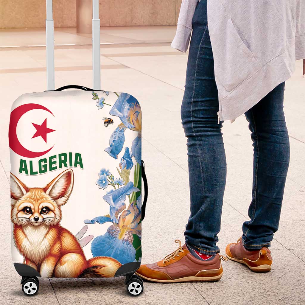 Algeria Fennec Fox Luggage Cover Blue Isris Flower