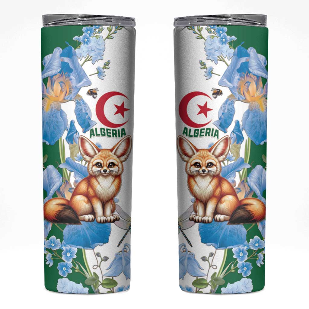 Algeria Fennec Fox Skinny Tumbler Blue Isris Flower