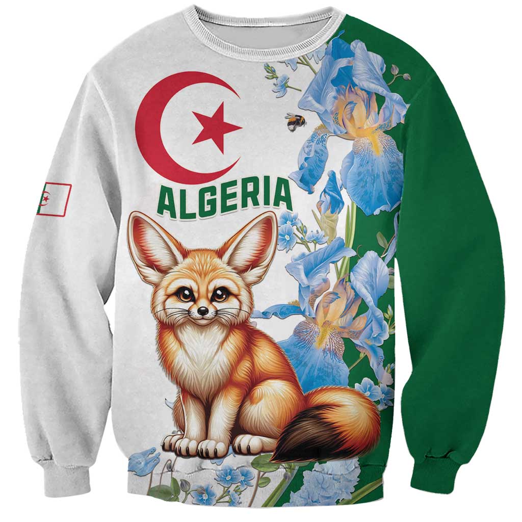 Algeria Fennec Fox Sweatshirt Blue Isris Flower