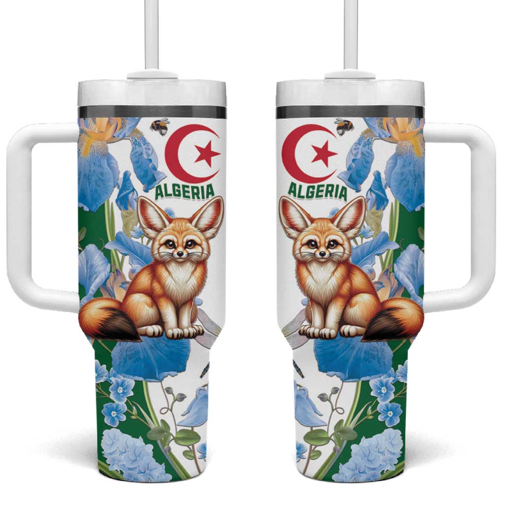 Algeria Fennec Fox Tumbler With Handle Blue Isris Flower