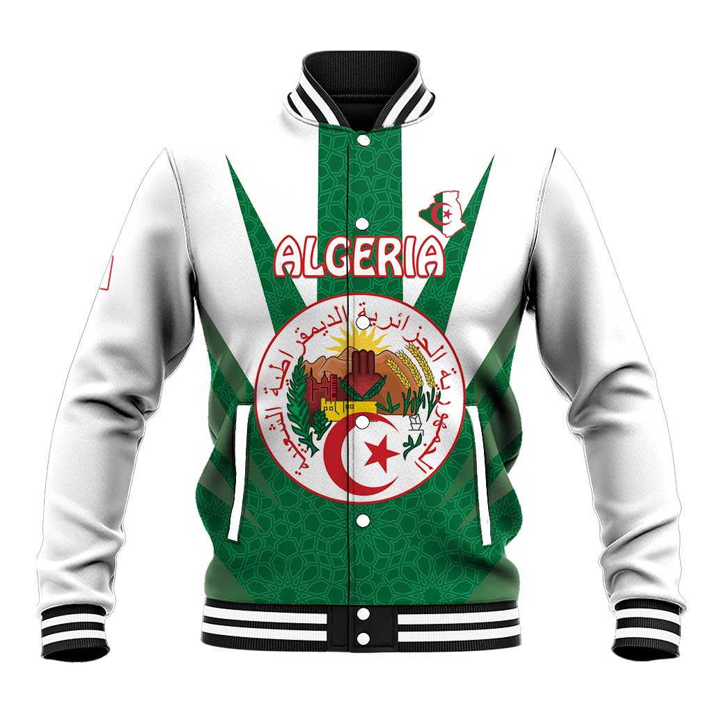 Personalised Algeria Baseball Jacket Coat Of Arms With Islamic Pattern