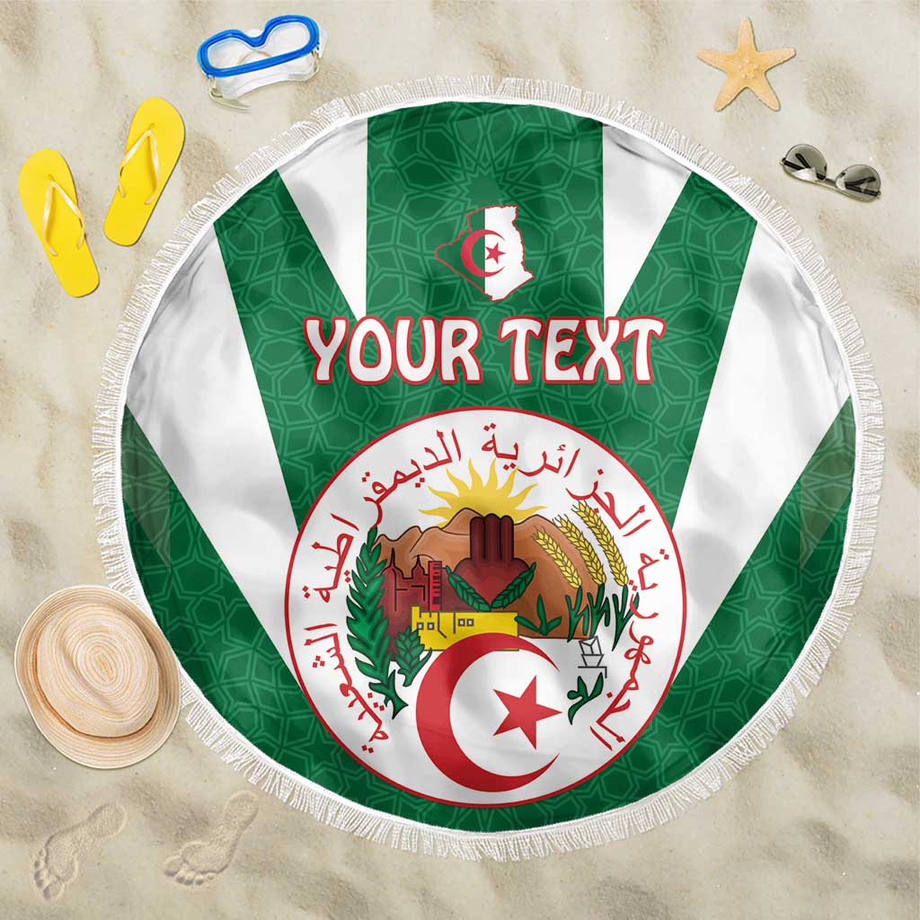 Personalised Algeria Beach Blanket Coat Of Arms With Islamic Pattern