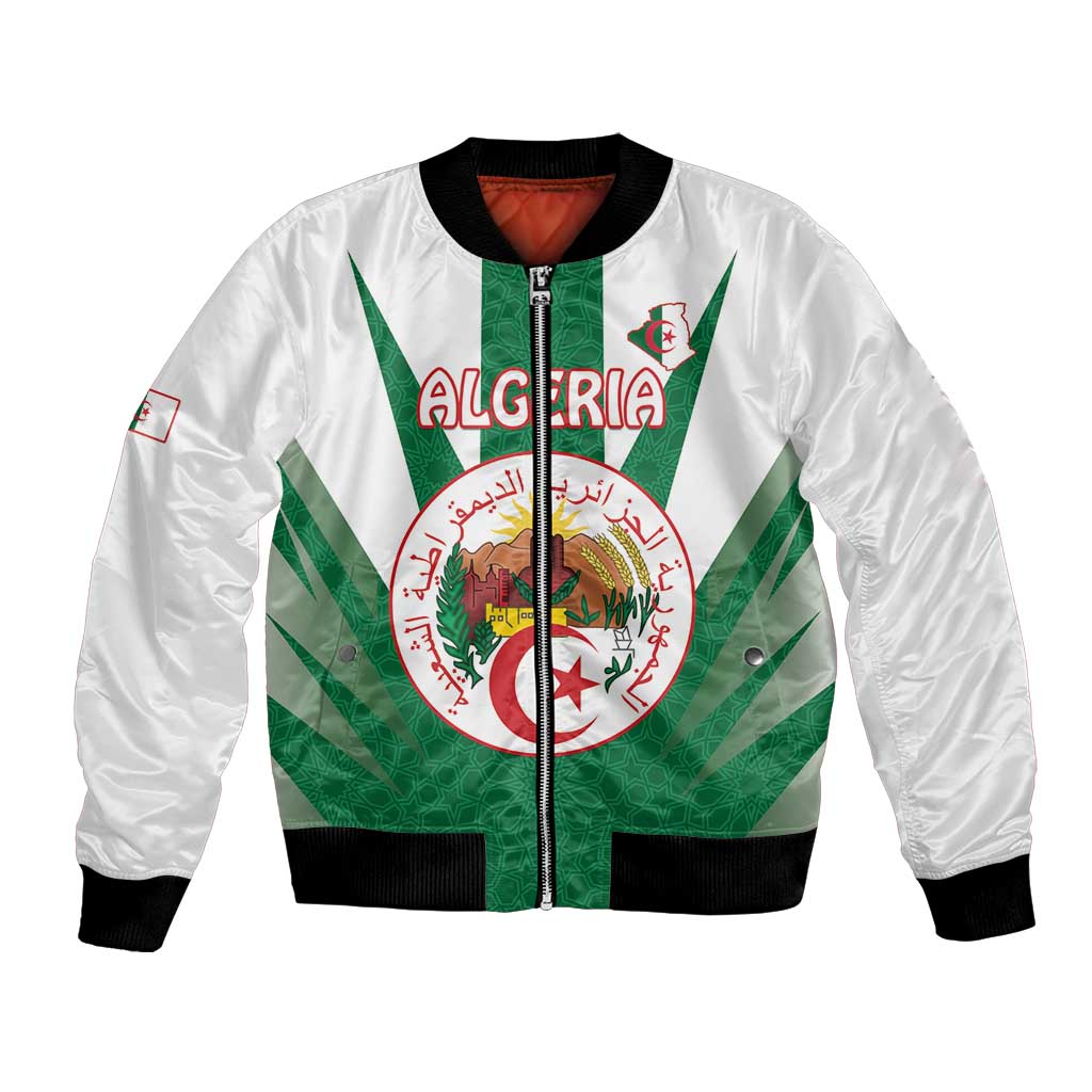 Personalised Algeria Bomber Jacket Coat Of Arms With Islamic Pattern