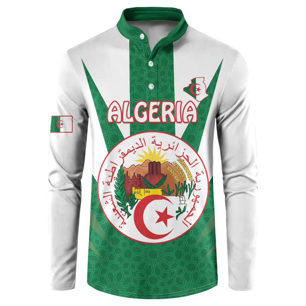 Personalised Algeria Button Sweatshirt Coat Of Arms With Islamic Pattern