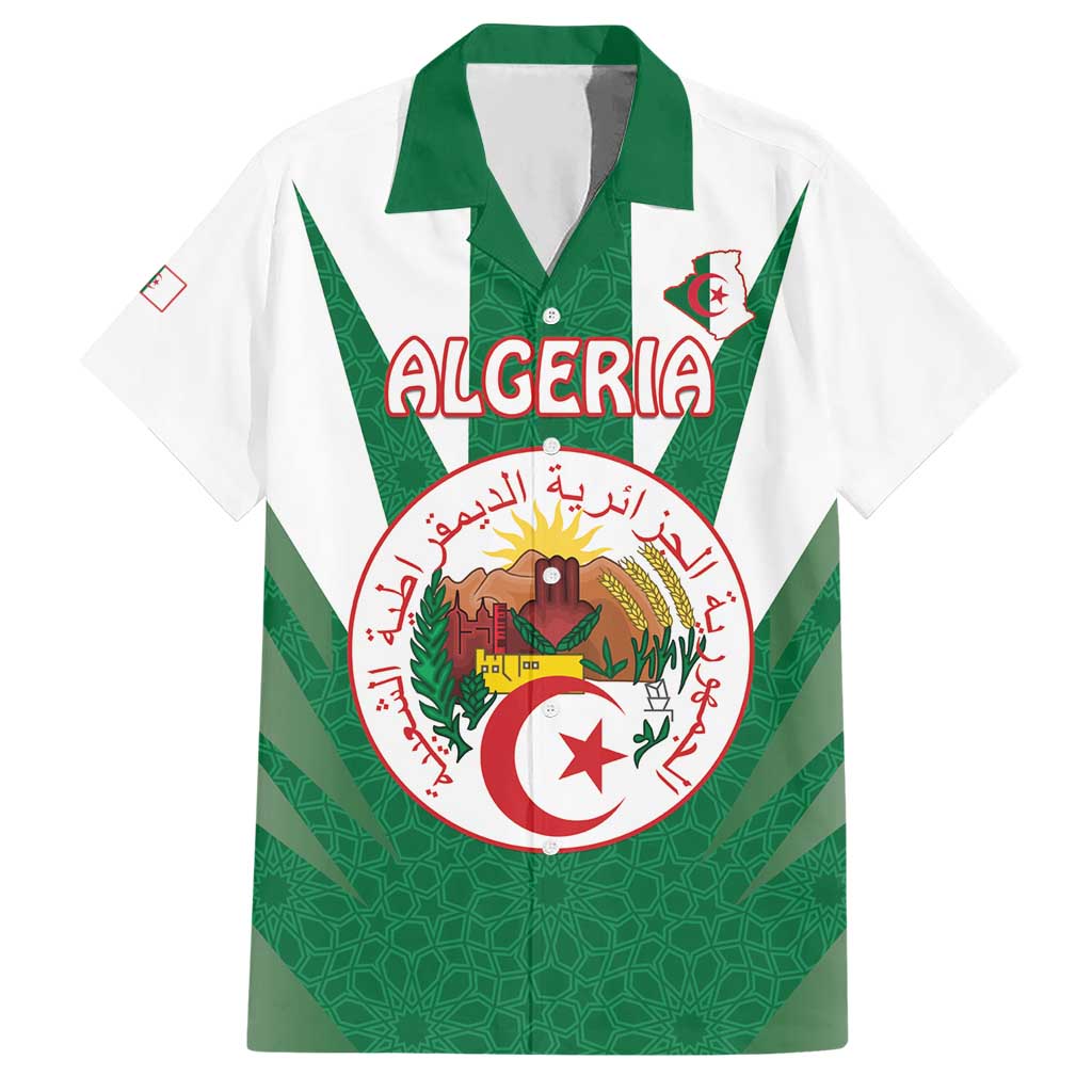 Personalised Algeria Hawaiian Shirt Coat Of Arms With Islamic Pattern