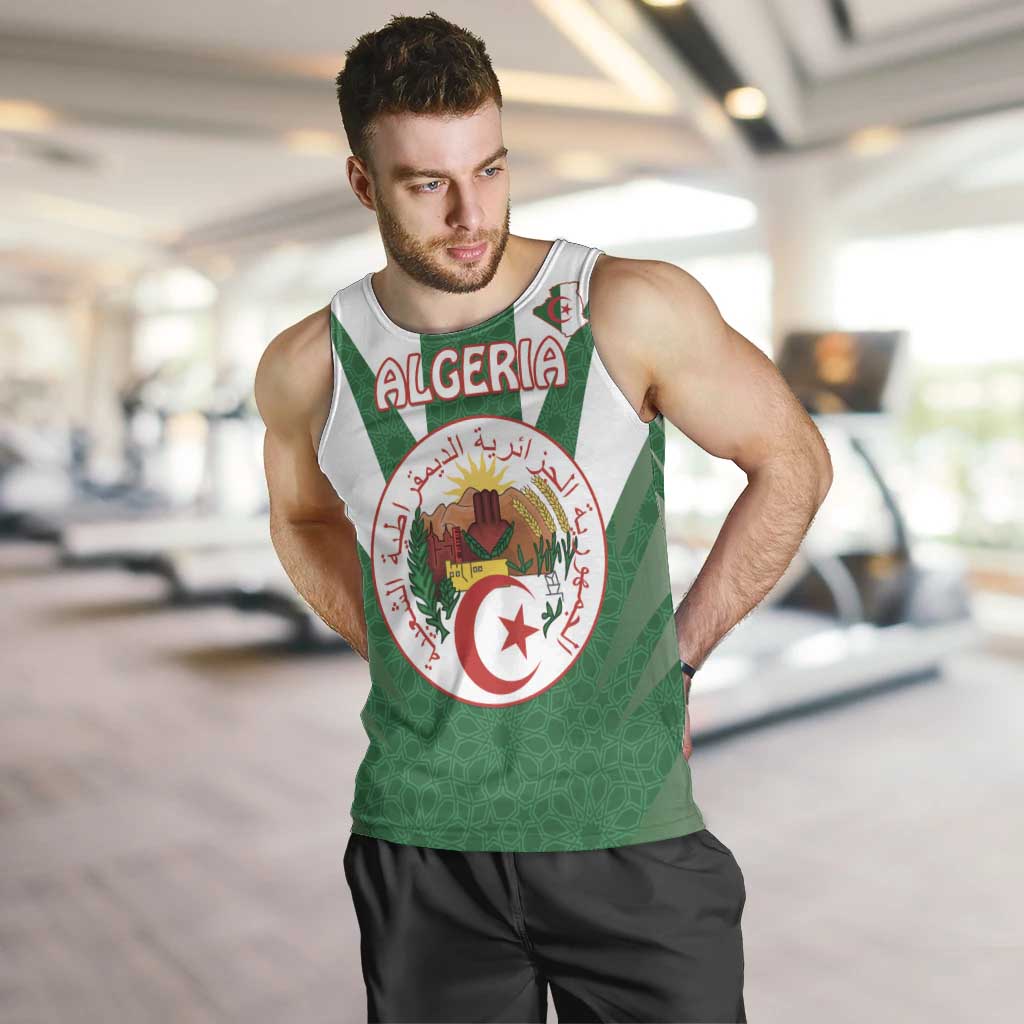 Personalised Algeria Men Tank Top Coat Of Arms With Islamic Pattern