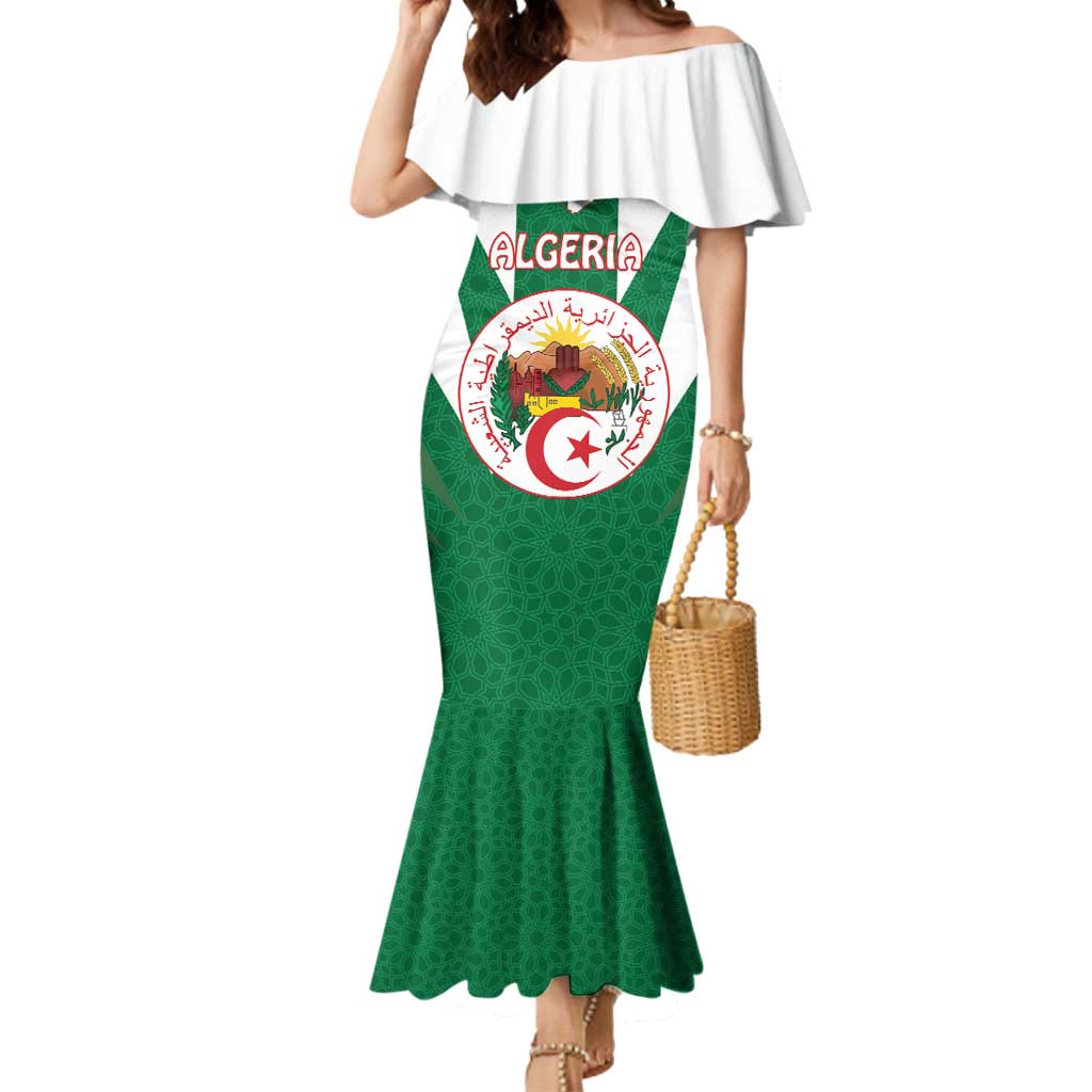 Personalised Algeria Mermaid Dress Coat Of Arms With Islamic Pattern