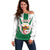 Personalised Algeria Off Shoulder Sweater Coat Of Arms With Islamic Pattern