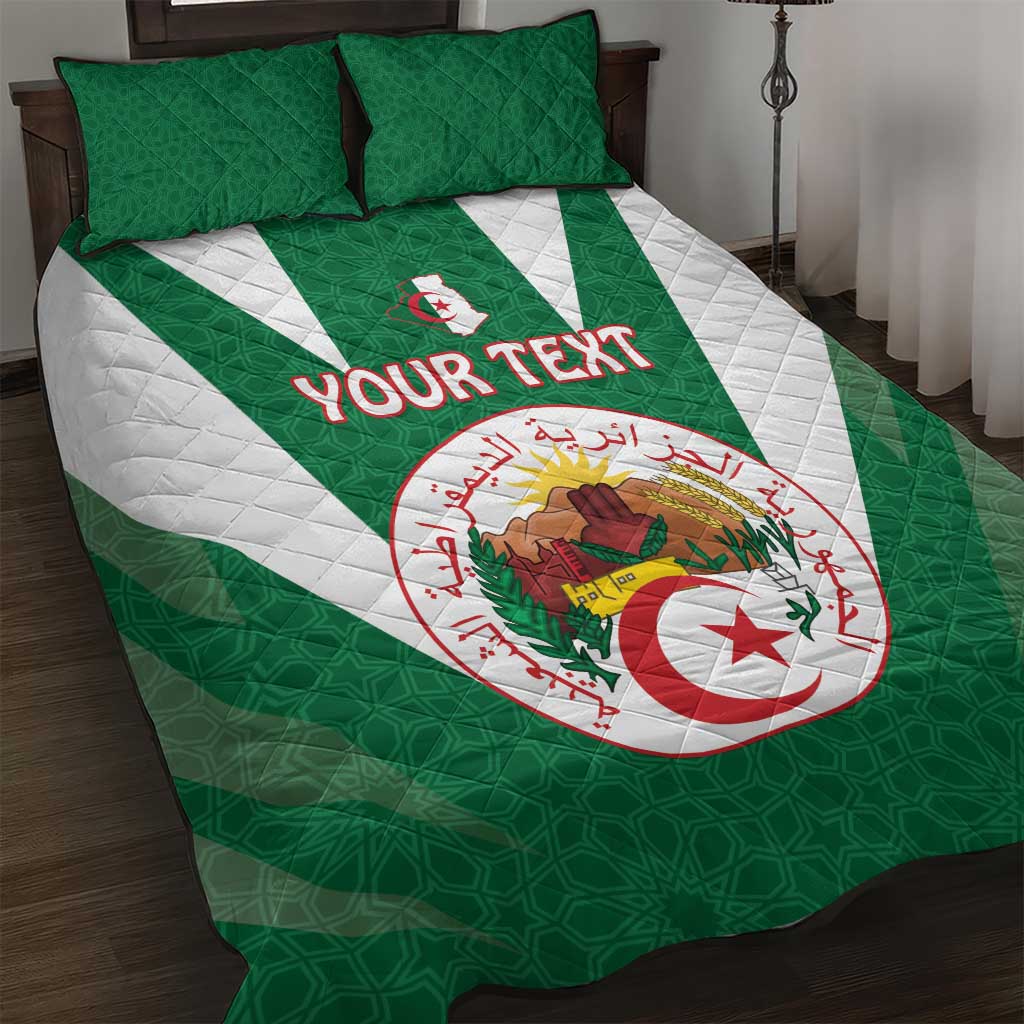 Personalised Algeria Quilt Bed Set Coat Of Arms With Islamic Pattern