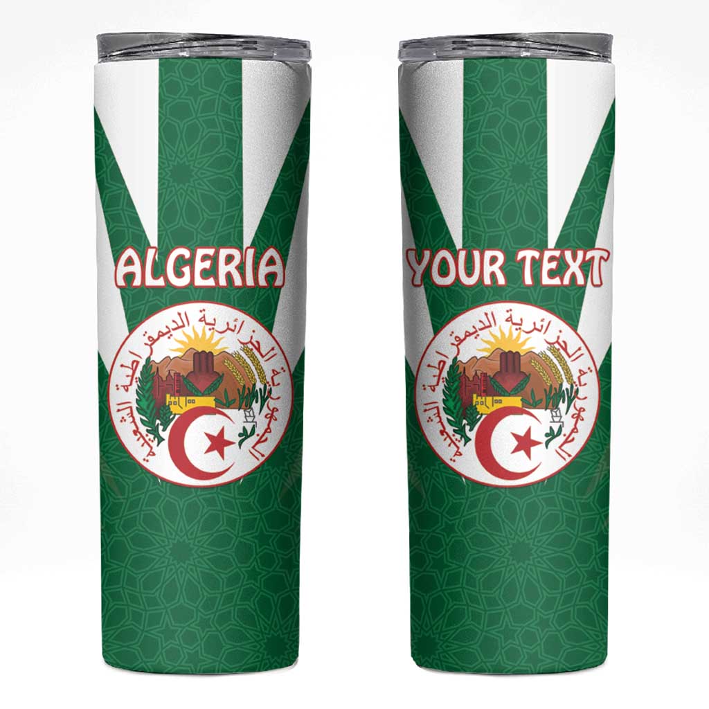 Personalised Algeria Skinny Tumbler Coat Of Arms With Islamic Pattern