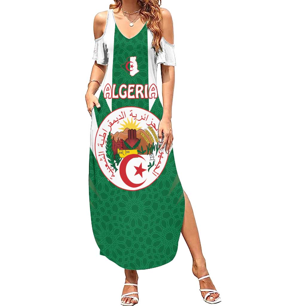 Personalised Algeria Summer Maxi Dress Coat Of Arms With Islamic Pattern