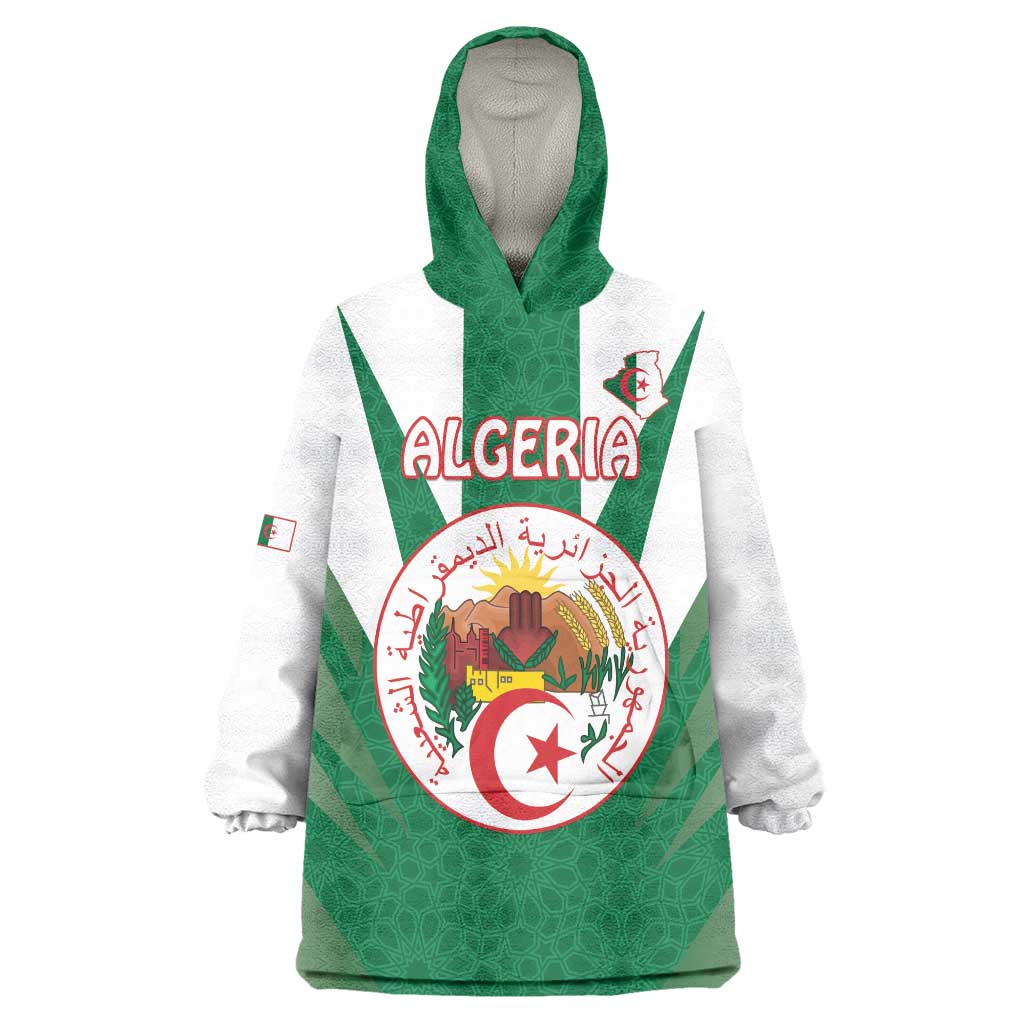 Personalised Algeria Wearable Blanket Hoodie Coat Of Arms With Islamic Pattern