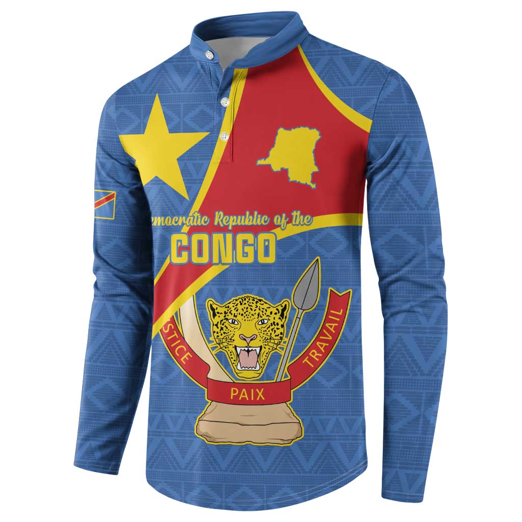 Personalised DR Congo Button Sweatshirt Coat Of Arms African Pattern