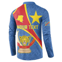 Personalised DR Congo Button Sweatshirt Coat Of Arms African Pattern