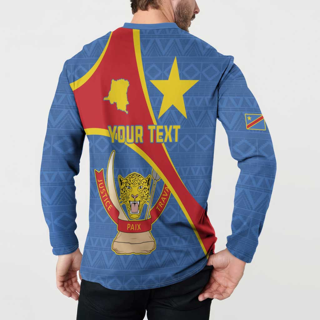 Personalised DR Congo Button Sweatshirt Coat Of Arms African Pattern