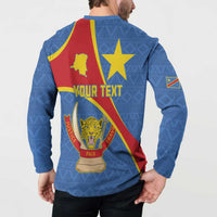 Personalised DR Congo Button Sweatshirt Coat Of Arms African Pattern