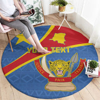 Personalised DR Congo Round Carpet Coat Of Arms African Pattern